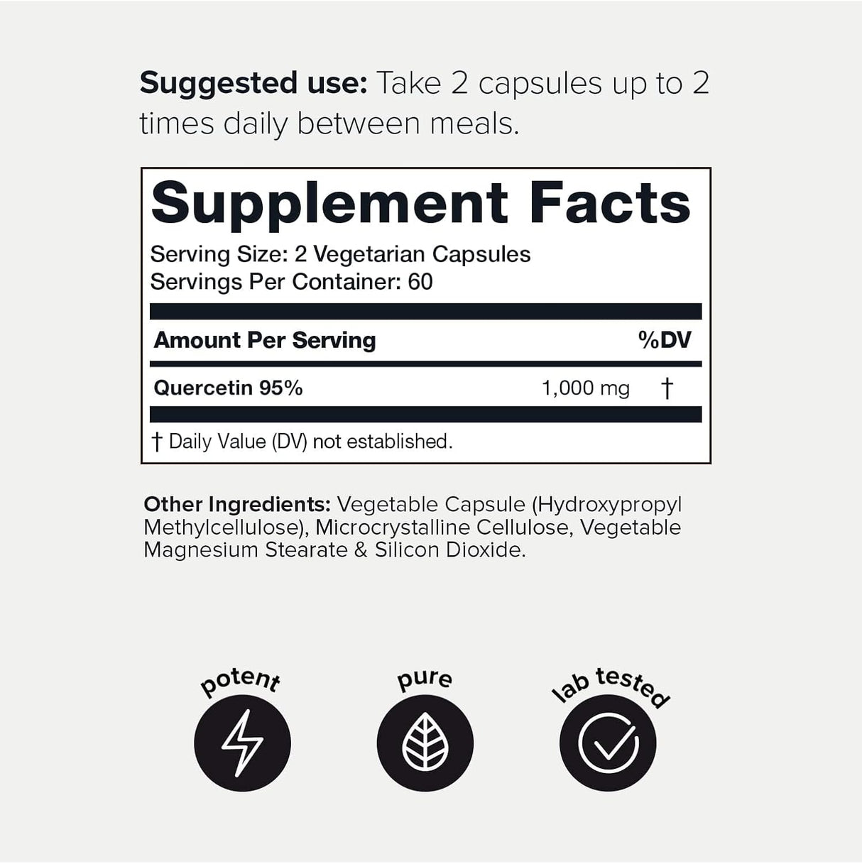 Toniiq Cápsulas de Quercetina Alta Pureza 95%+ 1000mg 120u