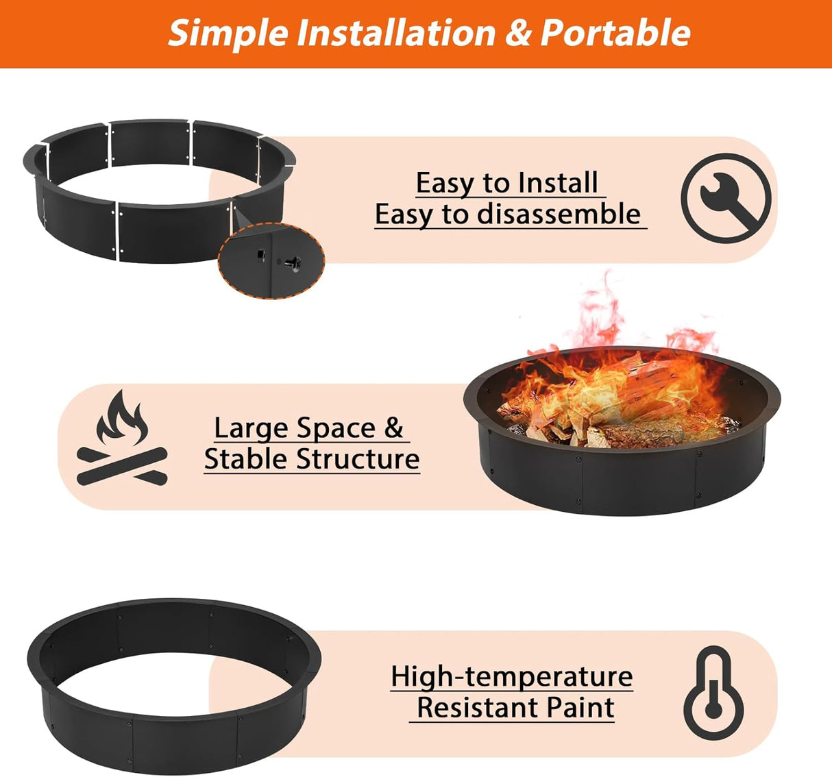 Anillo de Fuego Acero Redondo 36" Interior/39" Exterior