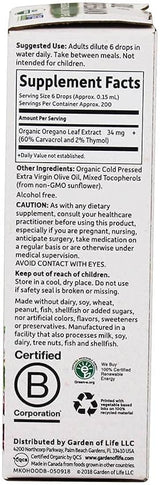 Suplemento Garden of Life  Aceite de orégano gotas 1 onza