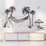 Vinilos Decorativos Palma Negra, Tropical, Mural de Hammock