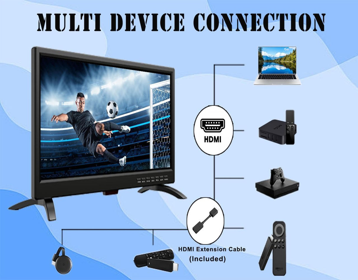 Televisor 19 FHD LED, Pantalla IPS, 12V RV, Doble Sintonizador