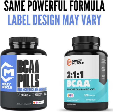 Crazy Muscle BCAA Pills, 2:1:1, 120 caps