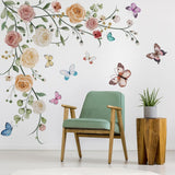 Vinilos Decorativos Flores y Mariposas Runtoo para Pared