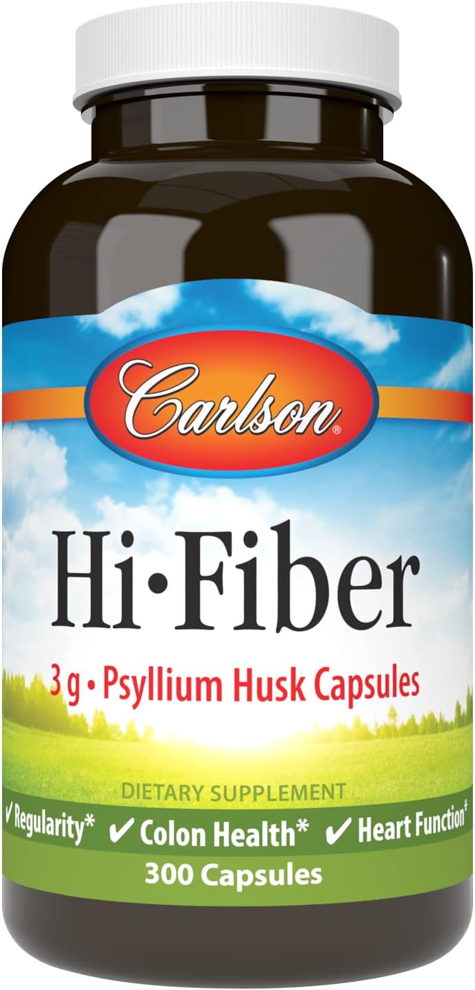 Cápsulas de Psyllium Husk, Carlson, 3 g, 300 cápsulas