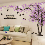 Vinilos 3D de Árbol y Aves, Decoración Hogar M-98X51in