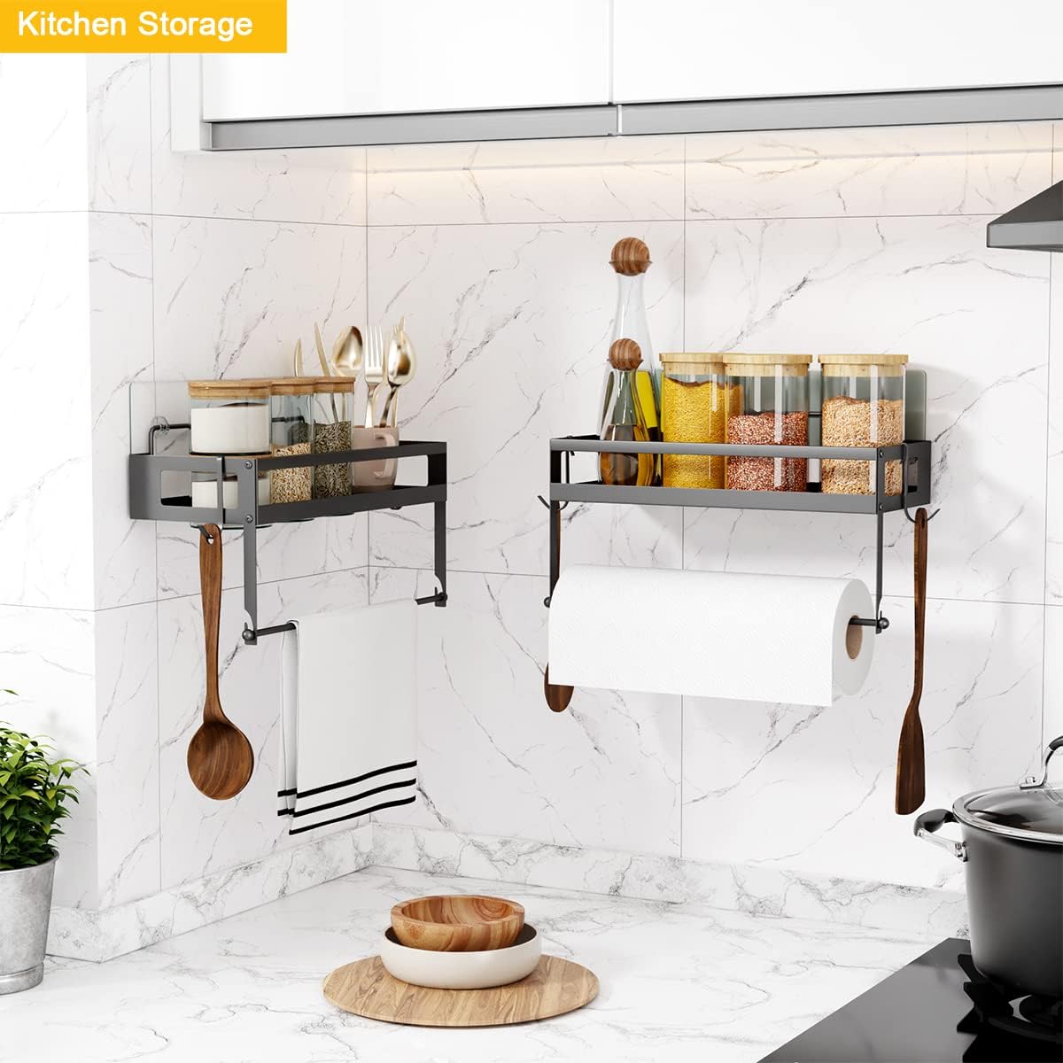 Soporte de Toallas de Papel con Estante para Cocina y Baño