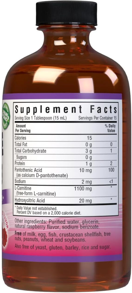 L-Carnitina Líquida 1100 mg, Bluebonnet, 8 onzas, Frambuesa