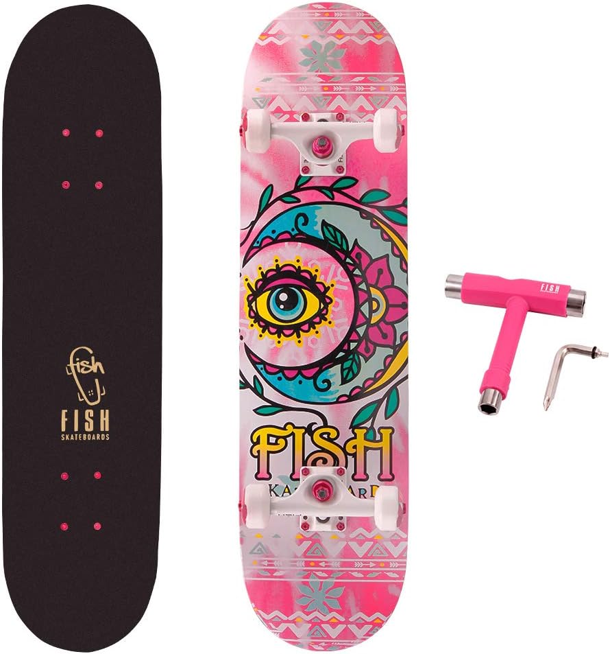 Skateboard Completo 31''x8'', Madera Arce 7 Capas, Doble Kick