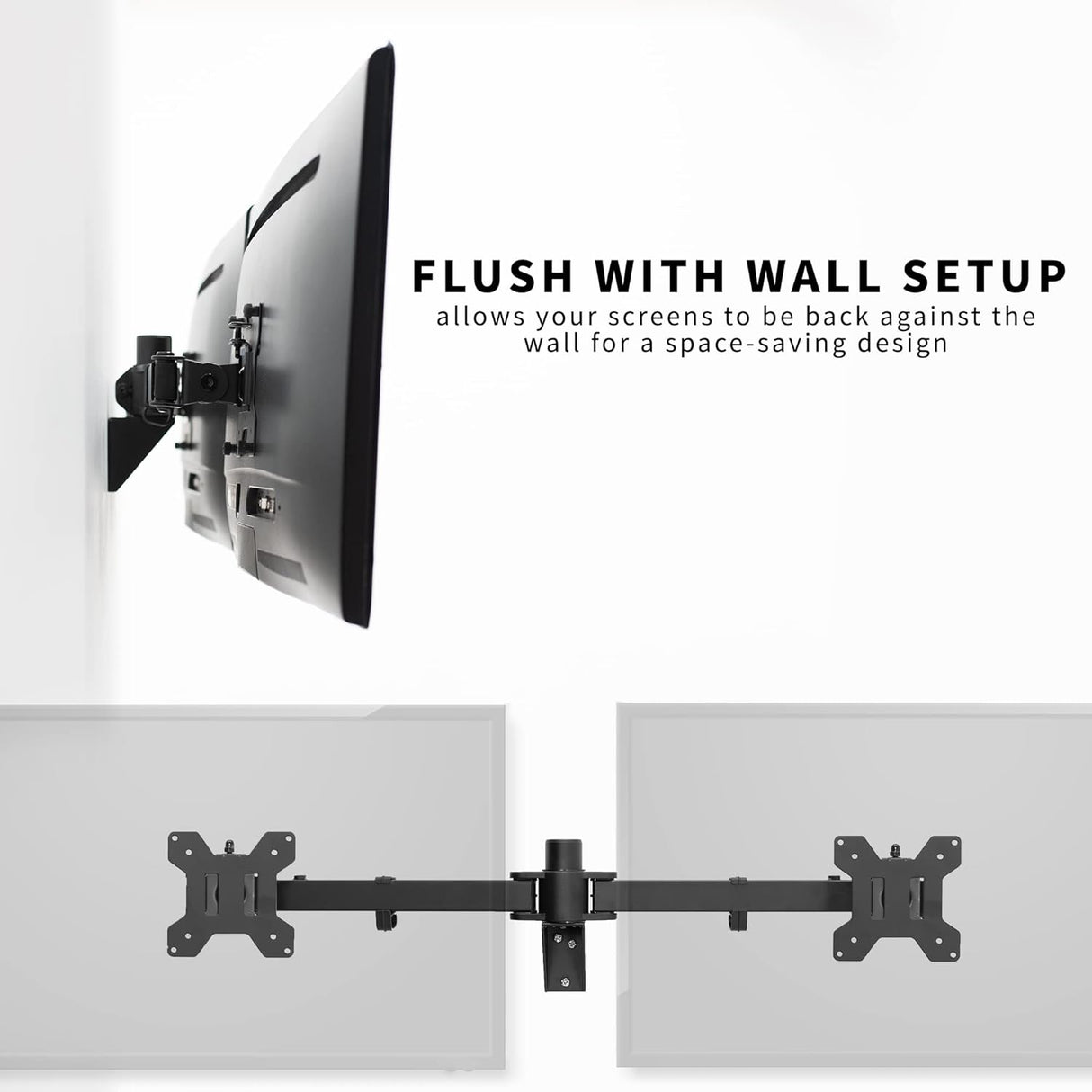 Soporte de Monitor Doble VIVO, Pared, Brazo Telescópico, MOUNT-TS38B