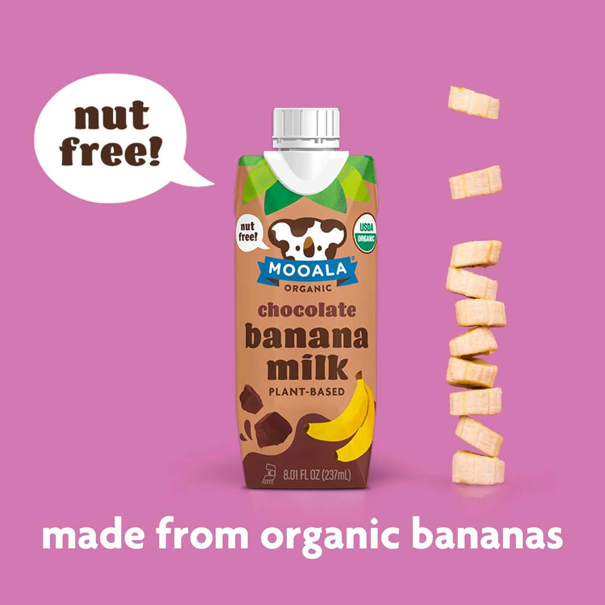 Mooala Chocolate Bananamilk Orgánico Estable 8.0 fl oz Estuche 12