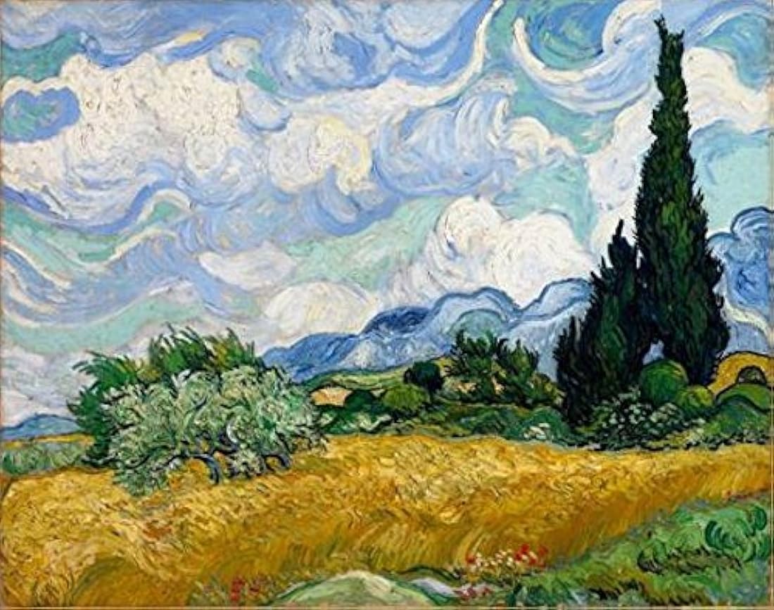 Wieco Art - Cuadro de campo de trigo con pinturas al óleo