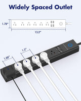 AUOPLUS - Regleta protectora de sobretensiones con USB, tira