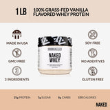 Proteína de Suero Naked Vanilla 1Lb, 3 Ingredientes Naturales