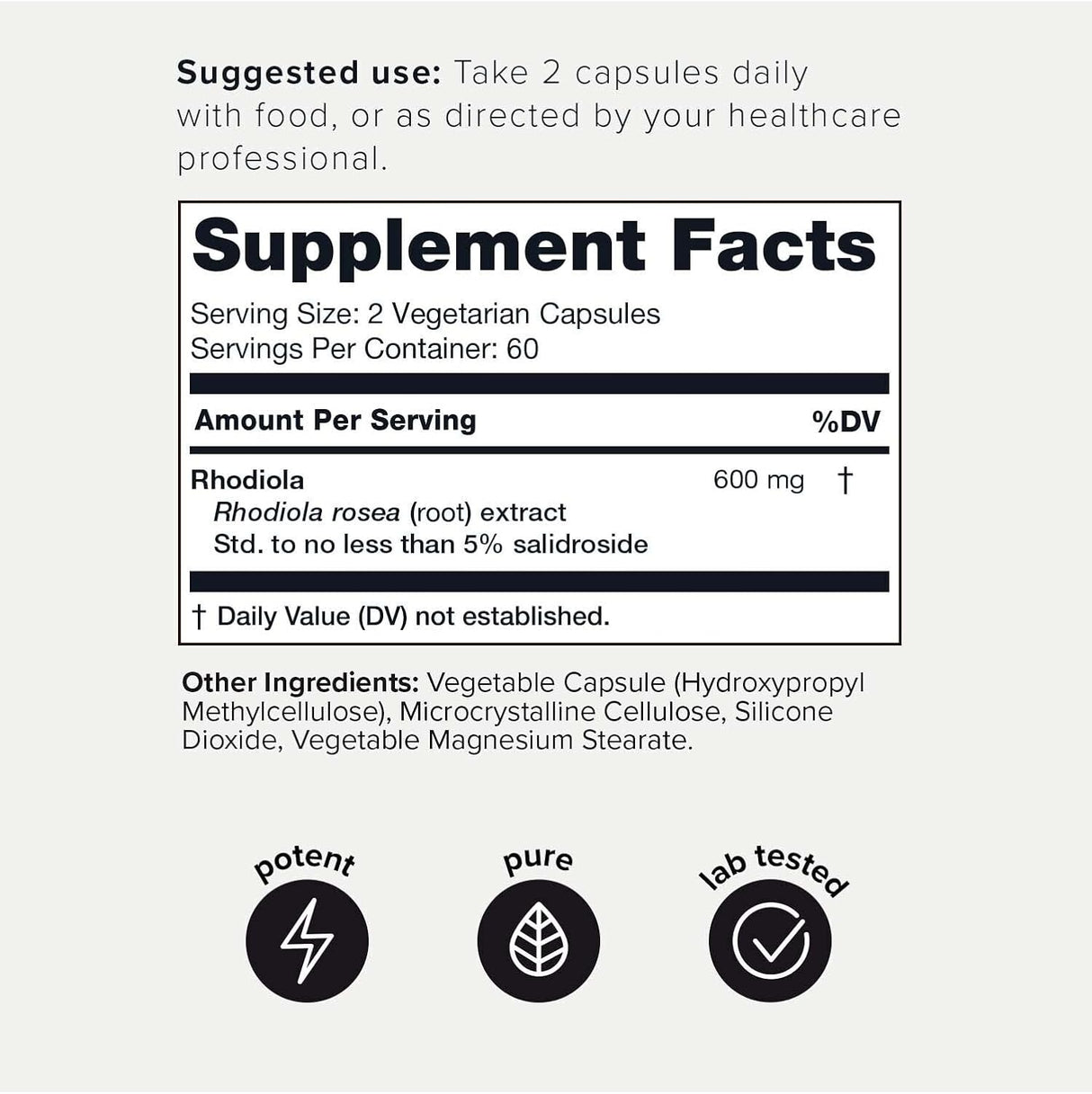 Suplementos Fuerza 600mg Rhodiola Rosea - 120 cápsulas