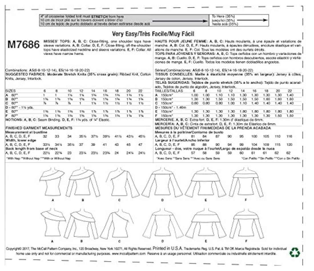 McCalls. m7686 tallas vestido sin patrones de costura para