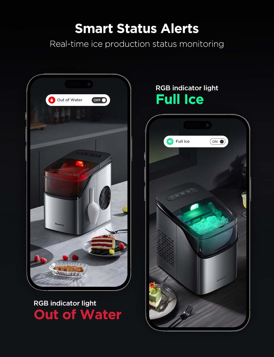 Máquina de Hielo GoveeLife, 26lbs/24Hrs, Control por Voz