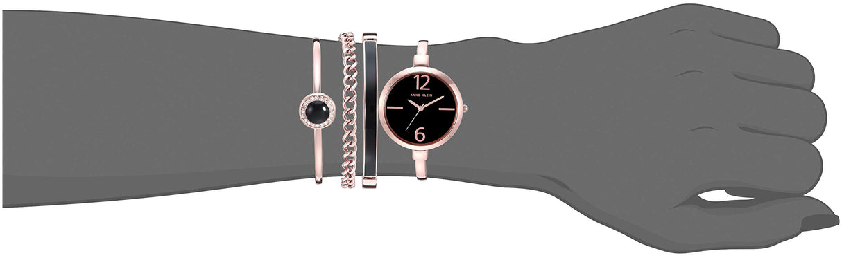 Conjunto de reloj y brazalete con brazalete dorado rosa
