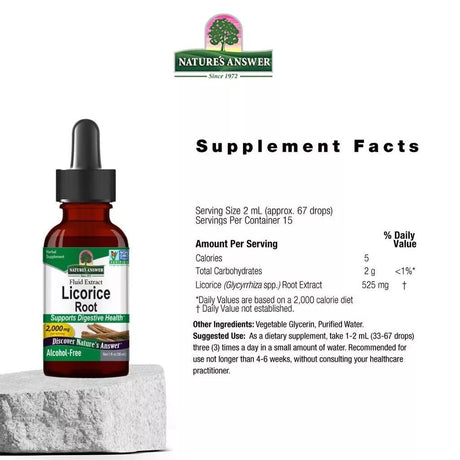 Suplemento de Regaliz | Nature's Answer | Salud Digestiva 1oz