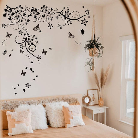 Vinilo Decorativo Floral Mariposa Runtoo para Paredes
