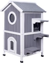 Casa para Gatos GEGURI, Refugio de Madera Dos Pisos, Modelo 2023