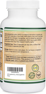 Suplemento AKG 1000mg Double Wood, Gluten Free, 180 Cápsulas