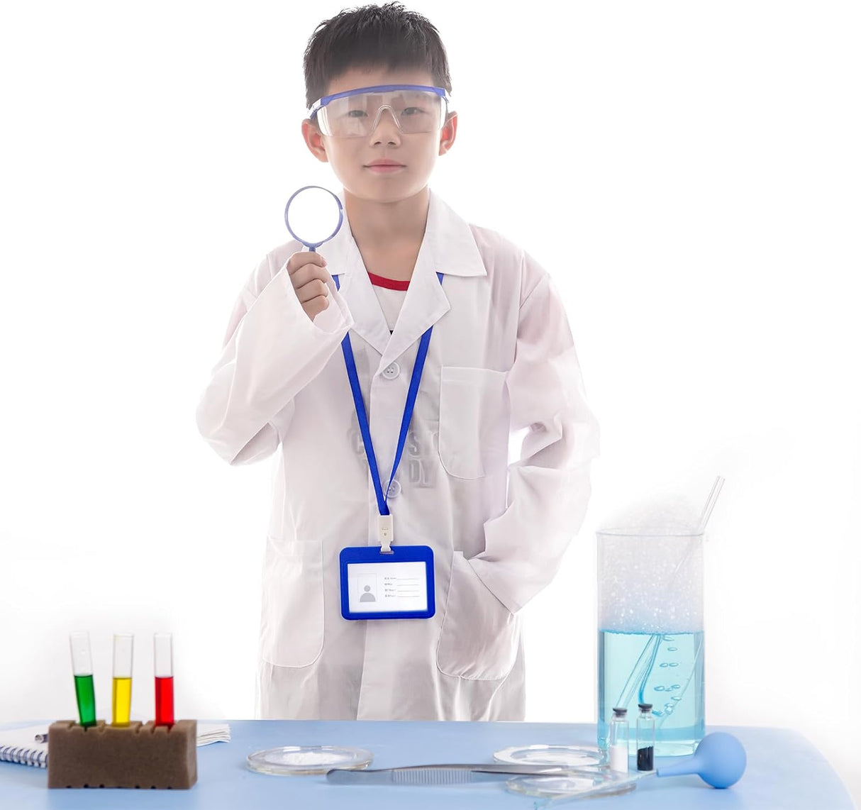 Disfraz de Doctor Científico, Kit Infantil con Bata y Gafas