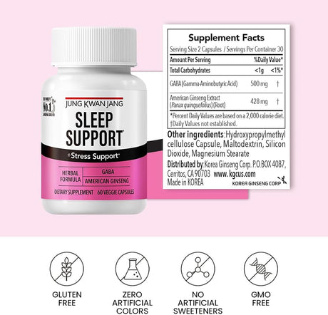 Suplemento Sleep Support Gaba Complex de 500 mg con ginseng