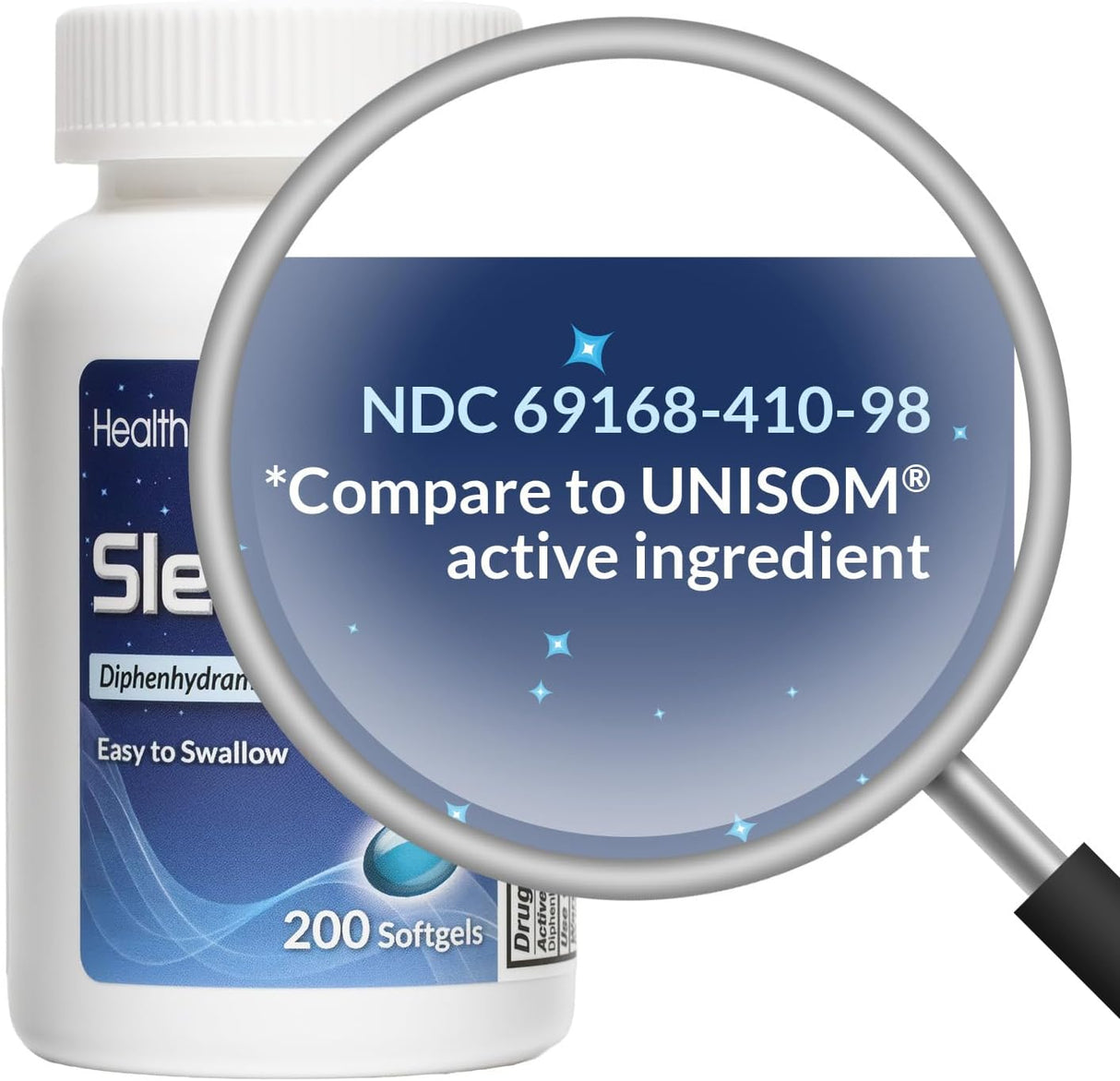 Suplemento para dormir HealthA2Z® con Diphenhydramina 50mg 200 cápsulas