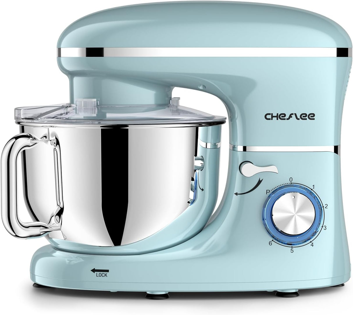 Batidora de pie Cheflee, 600W, 6.5QT, gancho, batidor, modelo 600P