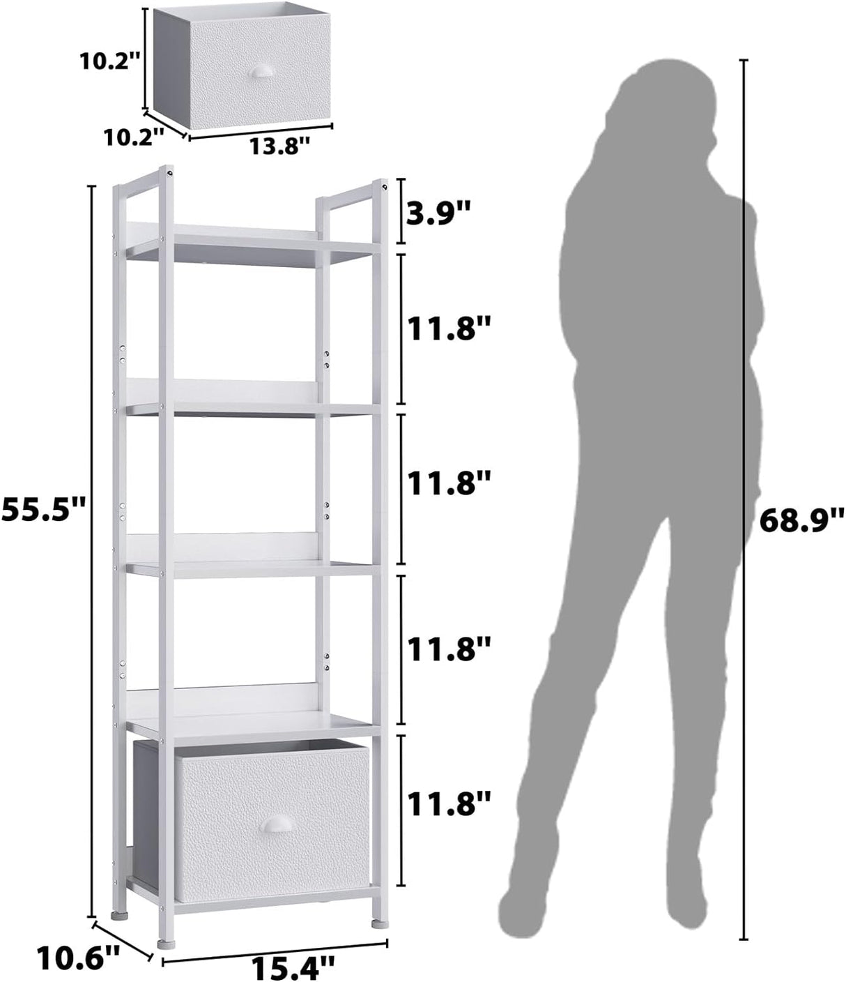 Estantería Furologee 5 Niveles con Cajón, Diseño Moderno