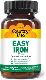Suplemento de hierro fácil y vegano Country Life Ferrochel 25mg