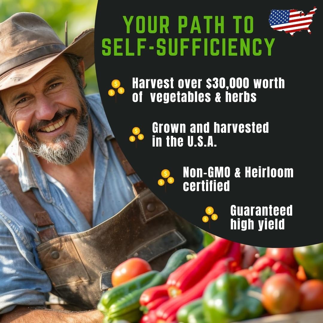 Paquete de Semillas de Vegetales y Hierbas - No GMO - 50 Variedades