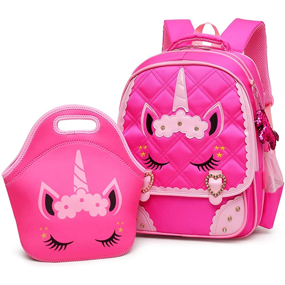 Morral escolar de unicornio para niñas rosado