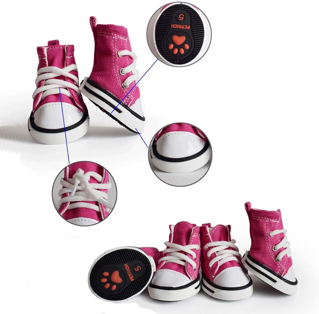 Botas, zapatillas y zapatos deportivos de lona para cachorros de abcGoodefg, zapatos casuales no deslizantes para exteriores, suela de goma y tela interna de algodón suave, Rosado
