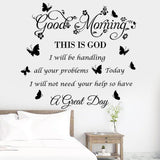 Vinilos de Pared Religiosos Good Morning This is God Flores y Mariposas