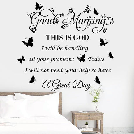 Vinilos de Pared Religiosos Good Morning This is God Flores y Mariposas