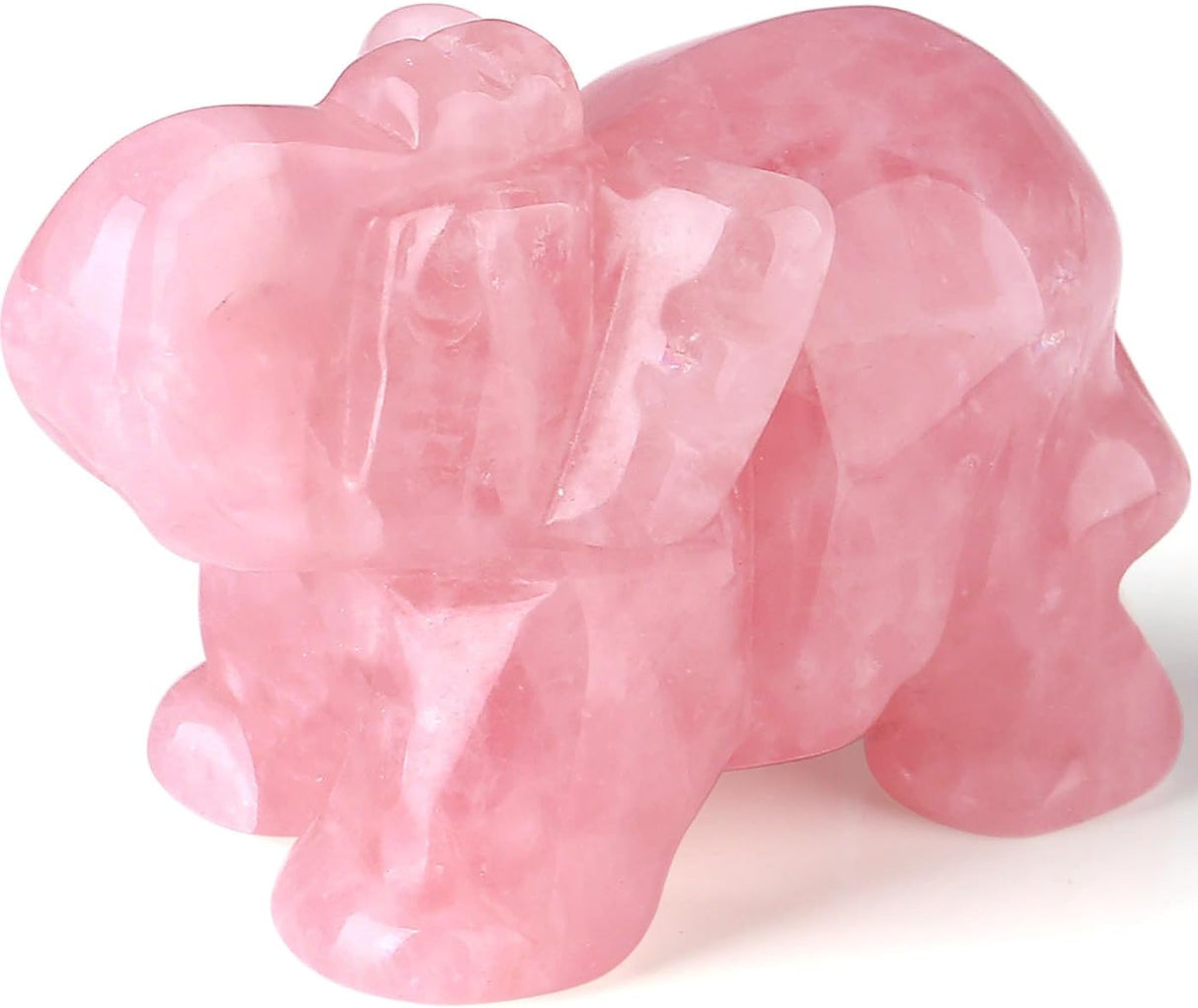 QINJIEJIE Decoración de elefante de cuarzo rosa,  cristales