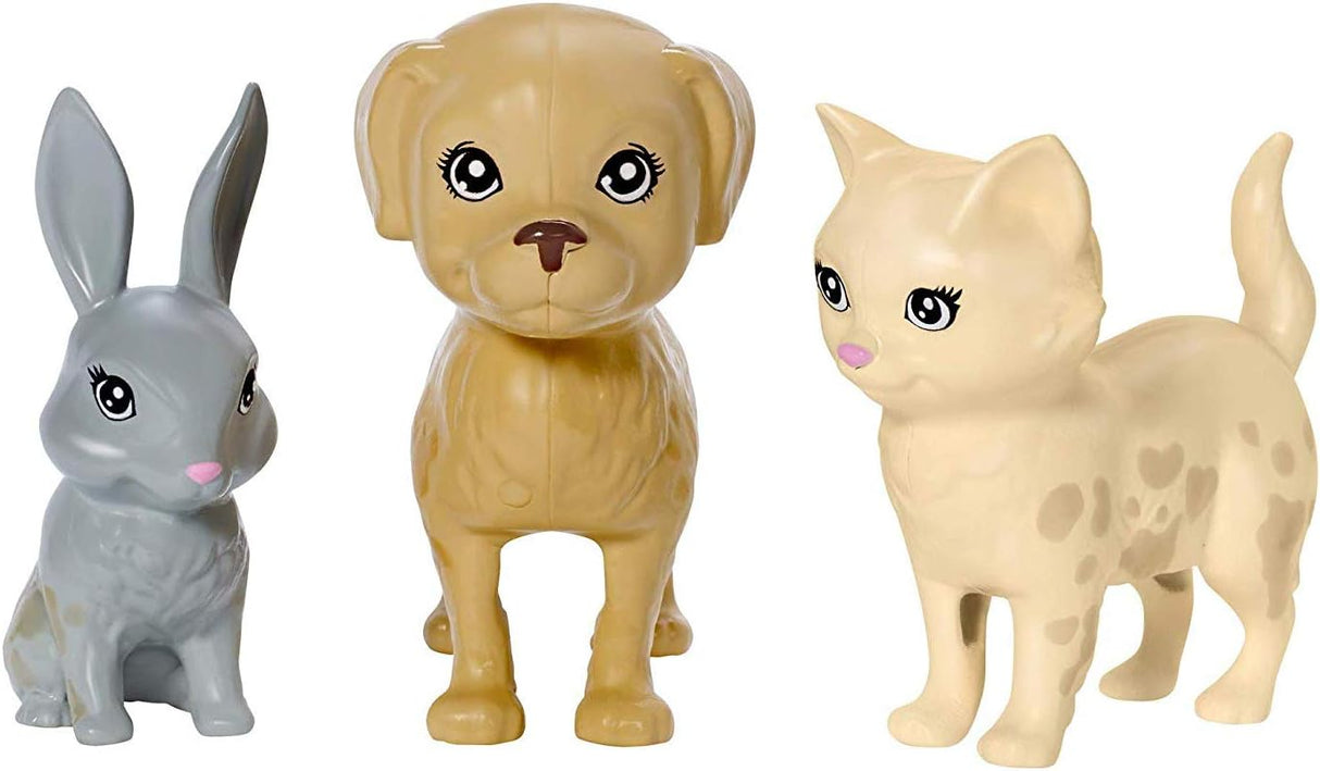 Barbie Play 'n Wash Pets Set con 3 Animales y Accesorios