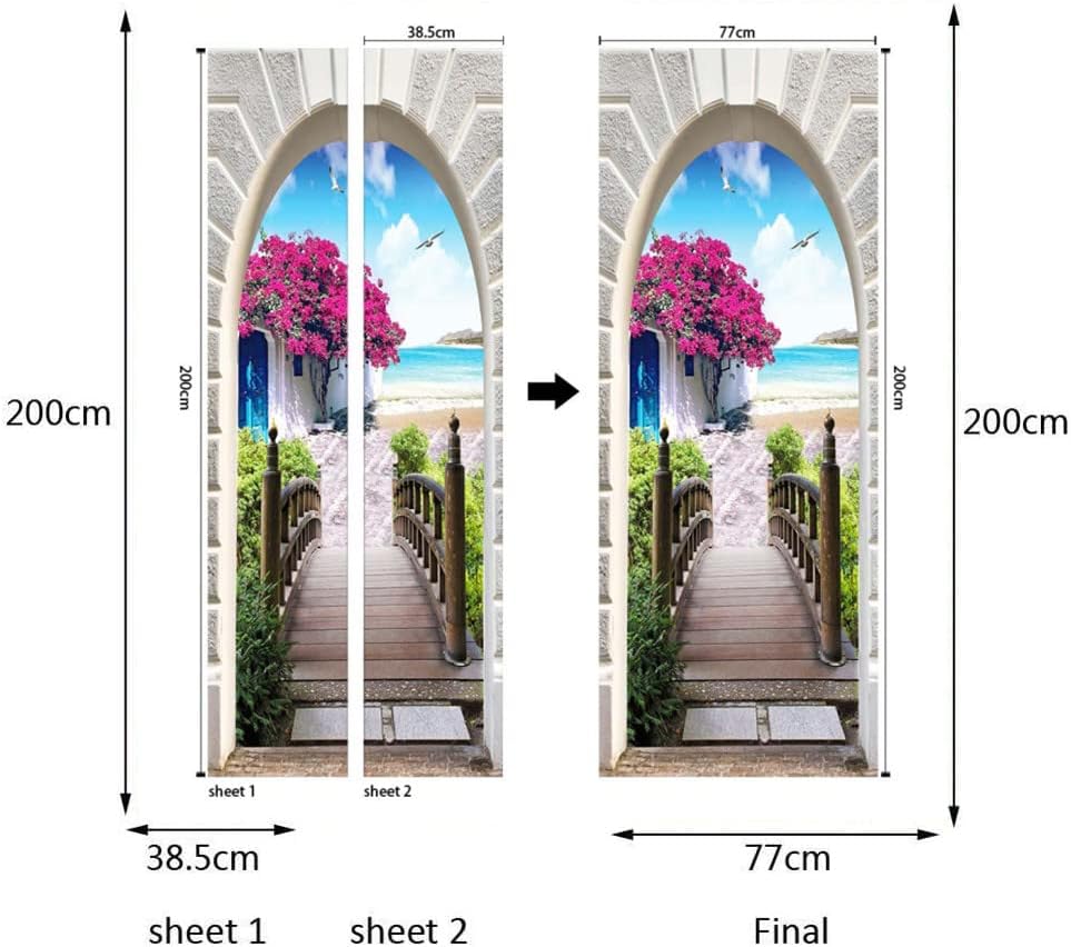 Adhesivo de pared 3D para puerta, papel pintado mural.