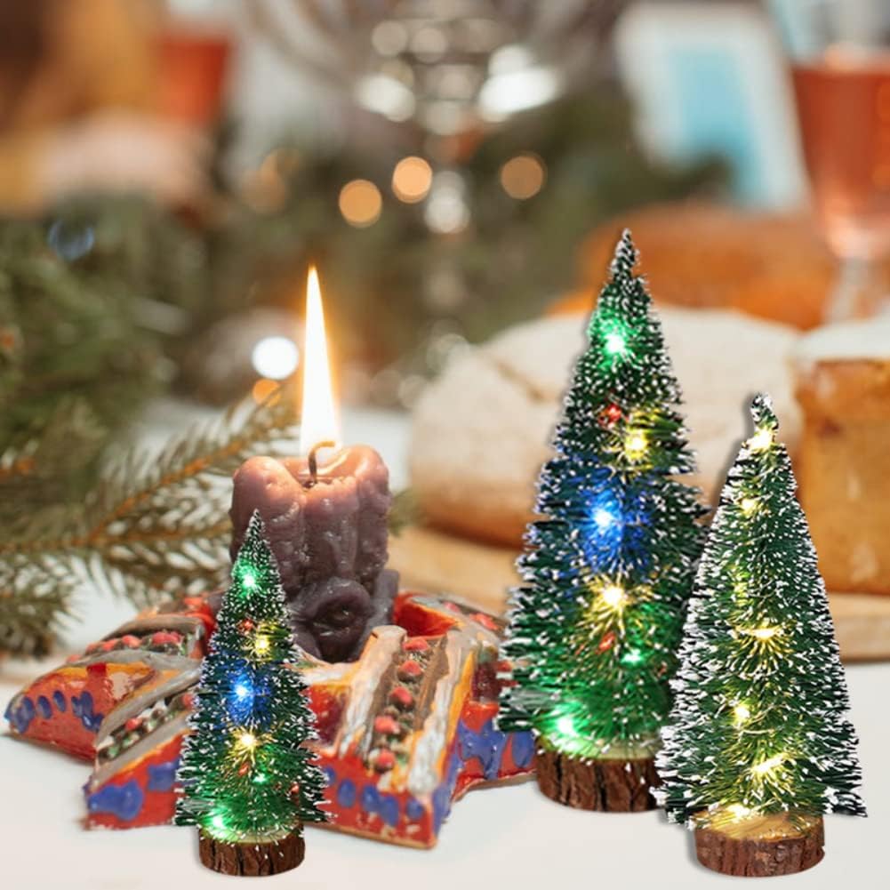 Árbol de Navidad Mini Ochine, Pre-iluminado, Base de Madera