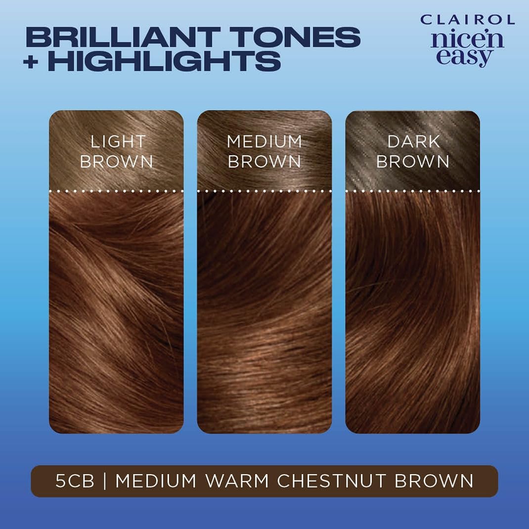 Tinte Permanente Clairol Nice'n Easy 5CB Castaño Medio Cálido