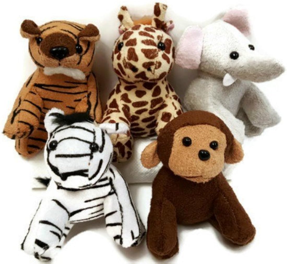 Peluche Jungle/Zoo Animals de la selva de gamuza de 12 pieza