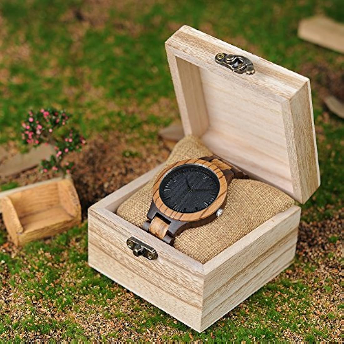 Reloj de madera para hombre, reloj de cuarzo de madera