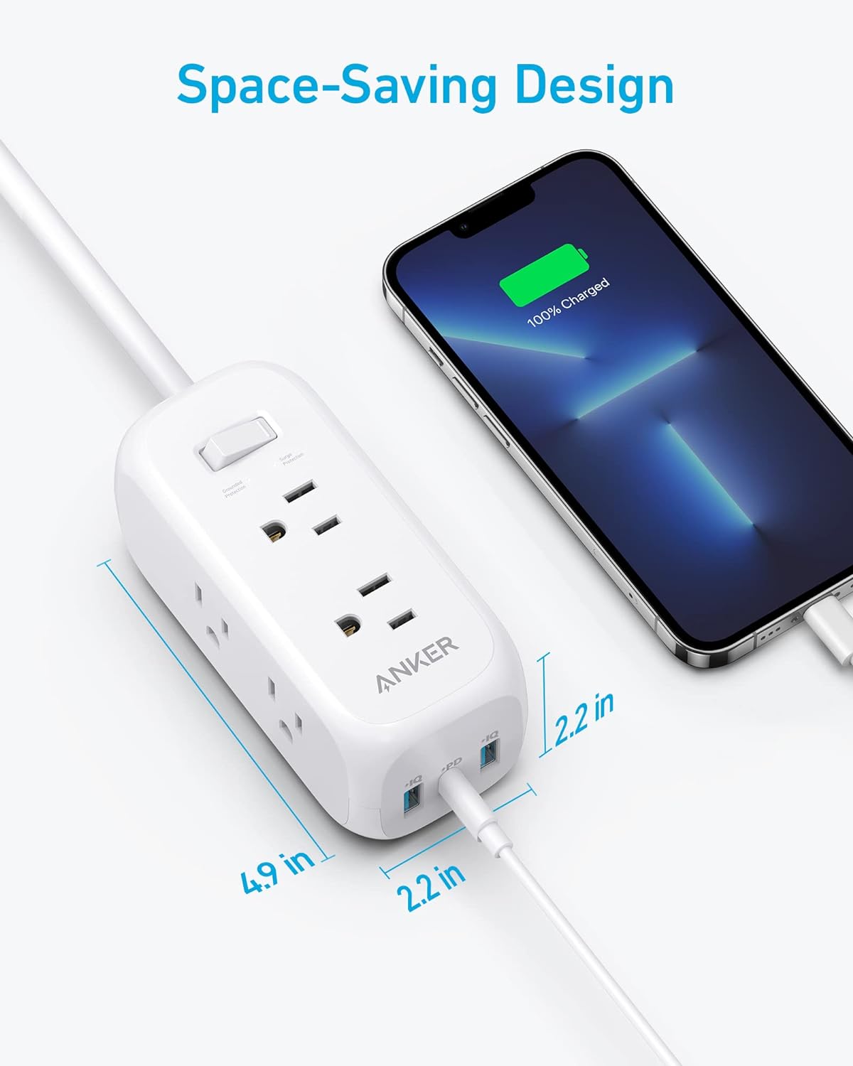 Anker Protector de sobretensiones USB C (300J), tira de alimentación