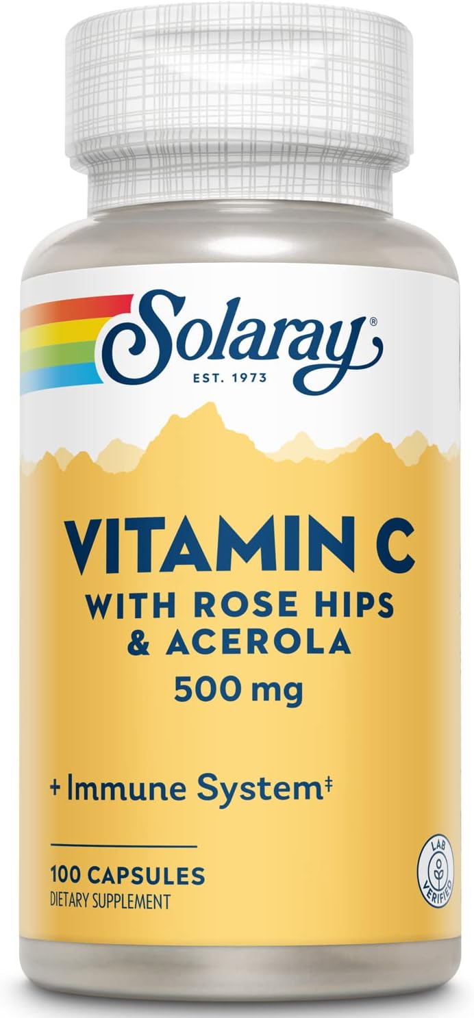 SOLARAY suplementos  C con rosa mosqueta y acerola cápsula