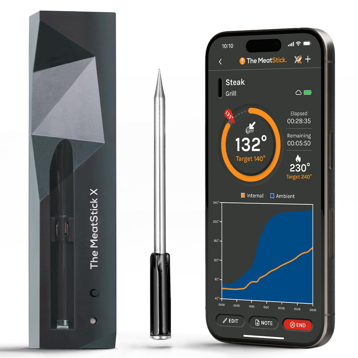 Termómetro de carne inalámbrico MeatStick X, 501ft+ alcance
