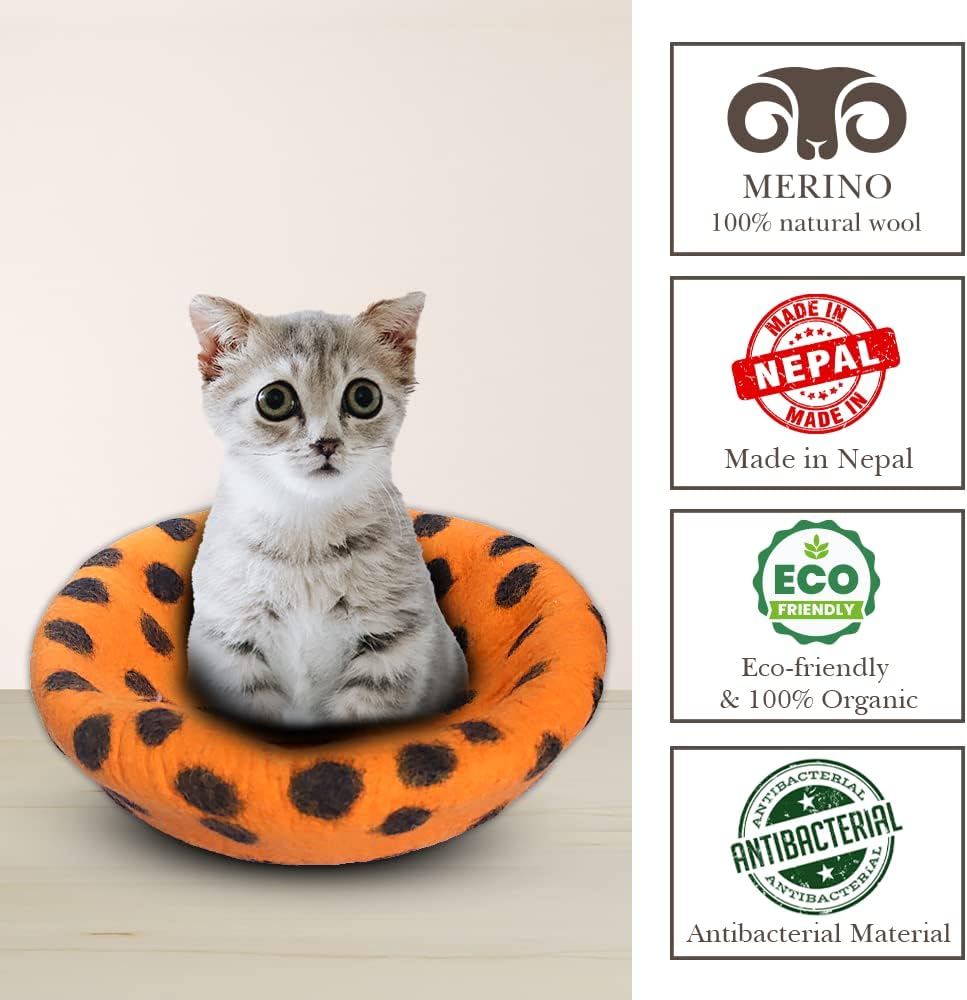 Cueva para Gatos Woolygon - Fieltro Premium, Merino, Puntos