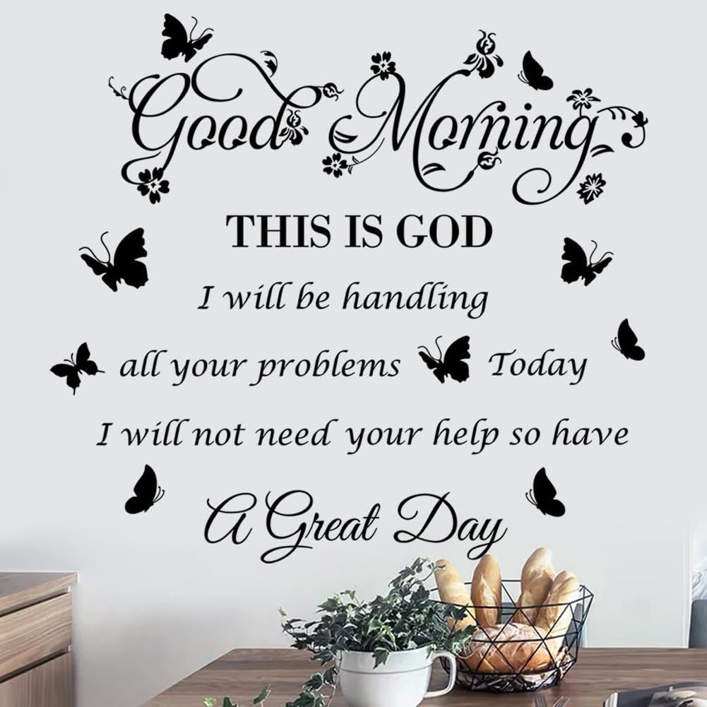 Vinilos de Pared Religiosos Good Morning This is God Flores y Mariposas