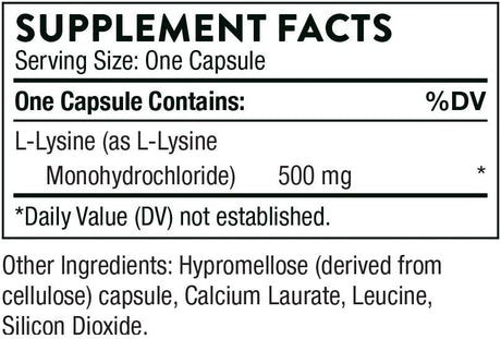 Lysina THORNE 500 mg - Salud de la piel, energía, inmune