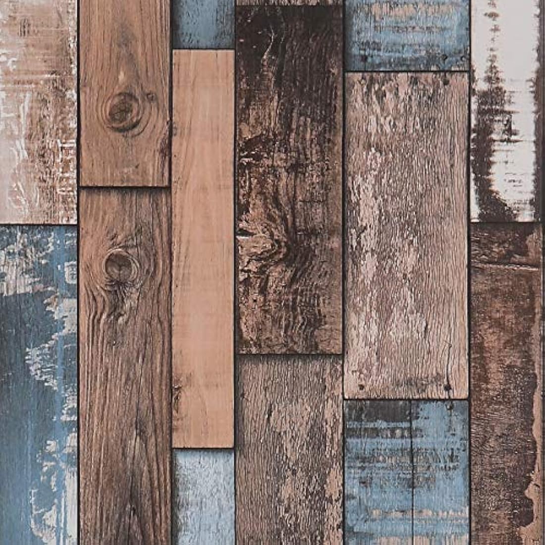 Papel pintado para pared, diseño de madera, Multicolor